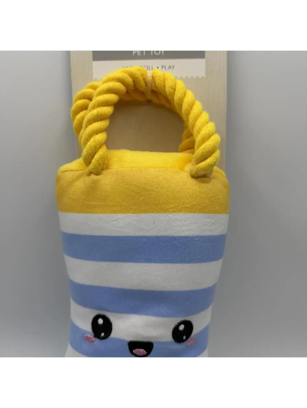 Barker & Jane Blue and White Striped Boot Plush Dog Toy With Squeaker Rope